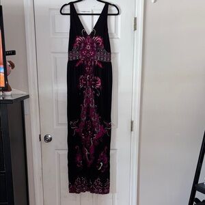 INC International Concepts Black and Pink Halter Maxi Gown